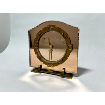 1940s Smith Sectric Art Deco Peach Mirror Mantel Clock
