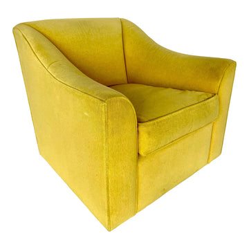 1980s Vintage Upholstered Yellow Club Chair
