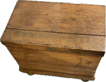1800's English White Pine Ice Box with Zinc-Lined Interior on Turned Legs
