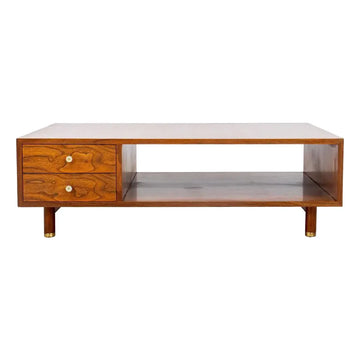 Edward J. Wormley for Dunbar Walnut Coffee Table With Drawers and Shelf