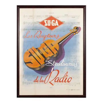 Large Stradivarius Su-Ga Radio Poster — French Color Lithograph, 1930s