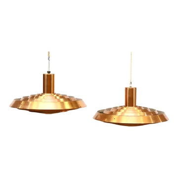 Mid 20th Century Mid-Century Modern Poul Henningsen Ph Plate Lamps — Pair, Enameled Copper