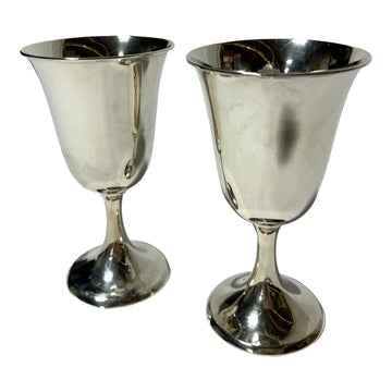 Pair of Vintage Mid-Century Modern Sterling Silver Goblets