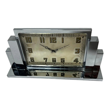 Omega Silver Art Deco Table Clock, 1930s