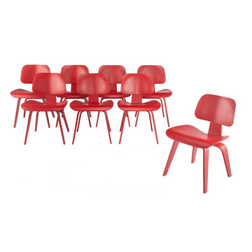 Set of Eight Eames DCW Chairs — Herman Miller, Designed 1945, Produced 2007