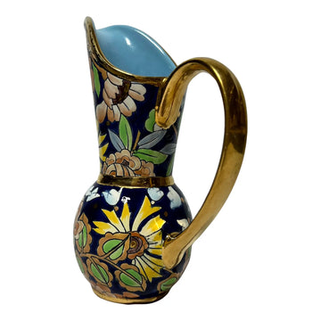 Vintage 1920s Floral Art Deco Pitcher by Boch La Louvière Ceramic; R.Chevalier