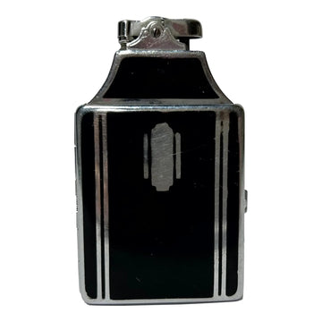 Vintage 1930s Ronson Art Deco Black Enamel Lighter & Cigarette Case