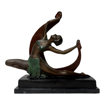 Vintage Art Deco Lady Dancer Bronze Sculpture